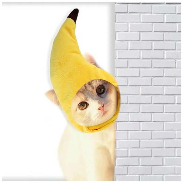 Adorable Pet Headwear Banana Hat for Cats Kitten Puppy Small Dogs Soft Plush Costume