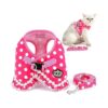 Adorable Pink Polka Dot Cat Harness and Leash Set for Small Pets Escape Proof