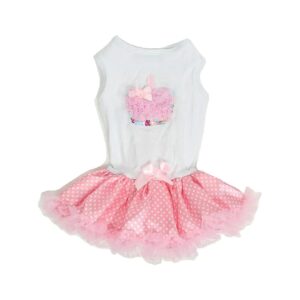 Adorable Pink White Cupcake Petti Dress for Small Dogs Naturally