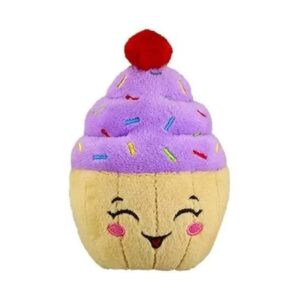 Adorable Plush Cupcake Dog Toy, Squeaker and Colorfast, 5 Inch Toy