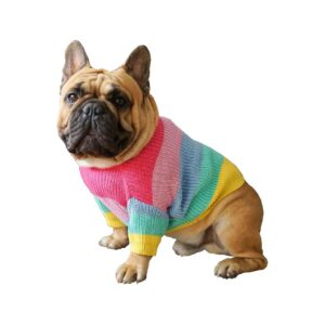 Adorable Rainbow Design Dog Pullover Sweater for French Bulldogs and Bull Terriers