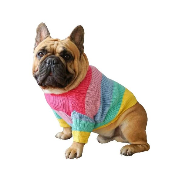 Adorable Rainbow Design Dog Pullover Sweater for French Bulldogs and Bull Terriers