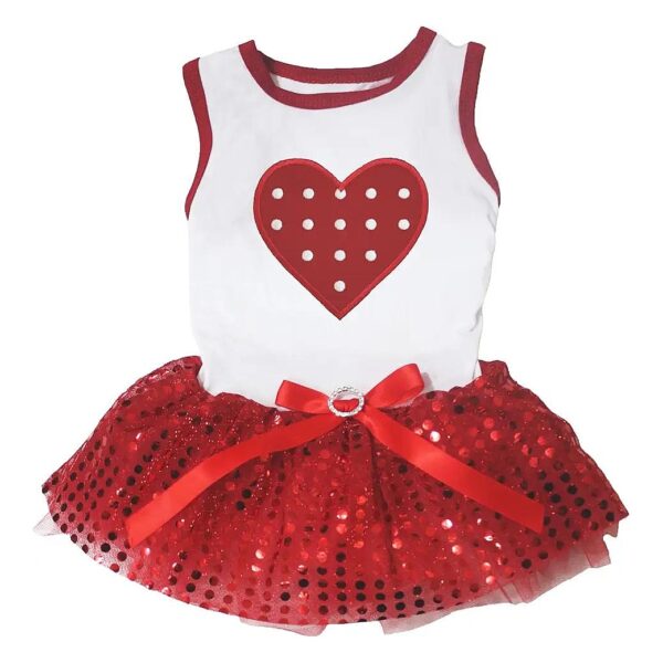 Adorable Red Polka Dots Heart Patterned Dog Dress for Large Canines