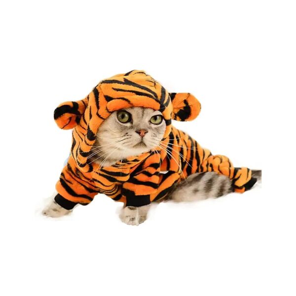 Adorable Tiger Cat Costume with Bunny Ears and Tail for Small Medium Dogs Kitten Kitty