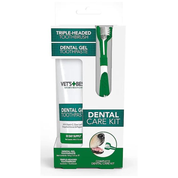 Advanced Dental Care Kit for Dogs with Triple-Headed Toothbrush and Toothpaste