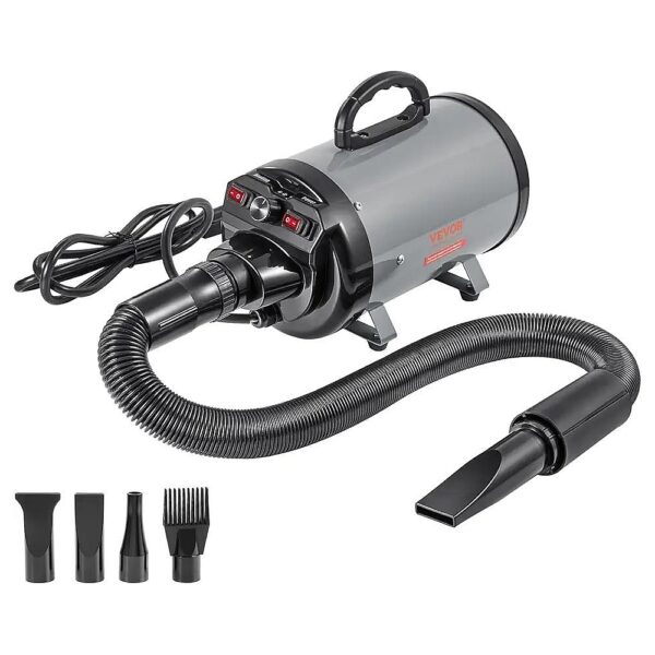 Advanced Dog Hair Dryer with Four Nozzles and Extendable Hose for Unobstructed Use