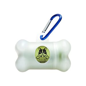 Advanced Dog Poop Bag System with Carabiner Clip and 15 Powder Fresh Scented Bags