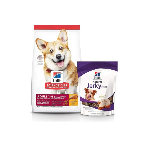 Advanced Fitness Small Bites Dry Dog Food and Chicken Jerky Strips for Adult Dogs