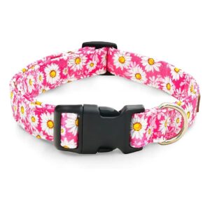 Affordable Pink Daisy Dog Collar for All Size Dogs with Soft Cotton Material