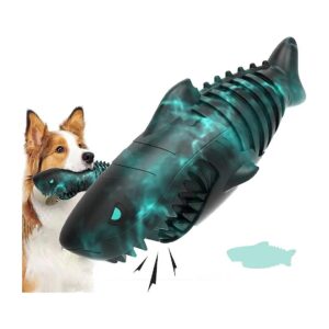 Aggressive Chewer Dog Toothbrush Toy with Shark Design and Natural Rubber Material