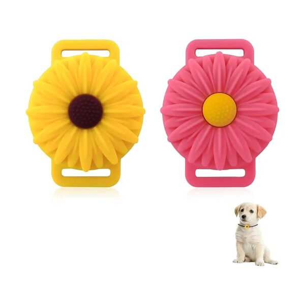 AirTag Case with Pink Silicone Material for Dog and Cat Collars