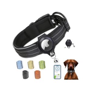 AirTag Dog Collar with Reflective Edges and Adjustable Size for Small Medium Large Dogs