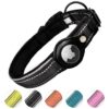 AirTag Integrated Dog Collar Holder Reflective Black Medium Large Dogs