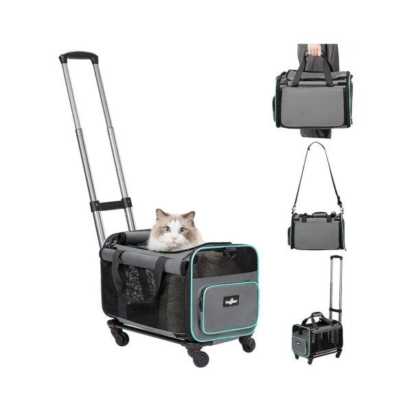 Airline Approved Dog Carrier with Wheels for Small Dogs and Cats