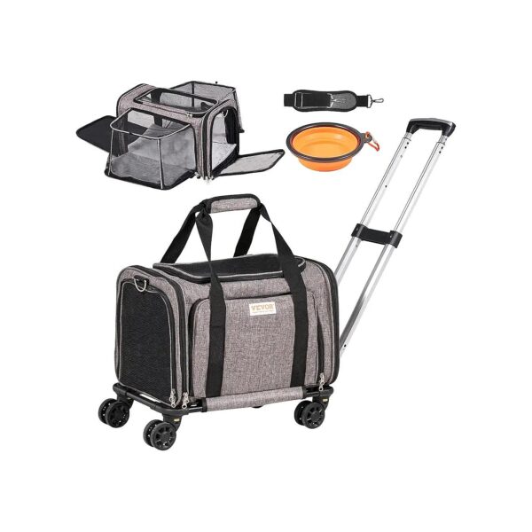 Airline Approved Dog and Cat Carrier with Wheels and Telescopic Handle