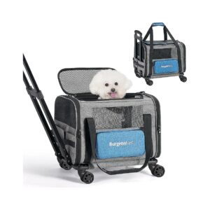 Airline Approved Pet Carrier with Wheels for Small Cats and Dogs Up to 15lbs