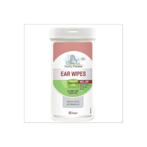 Alcoholic and Non-Dye Ear Wipes for Dogs and Cats, 25-Count Daily Use