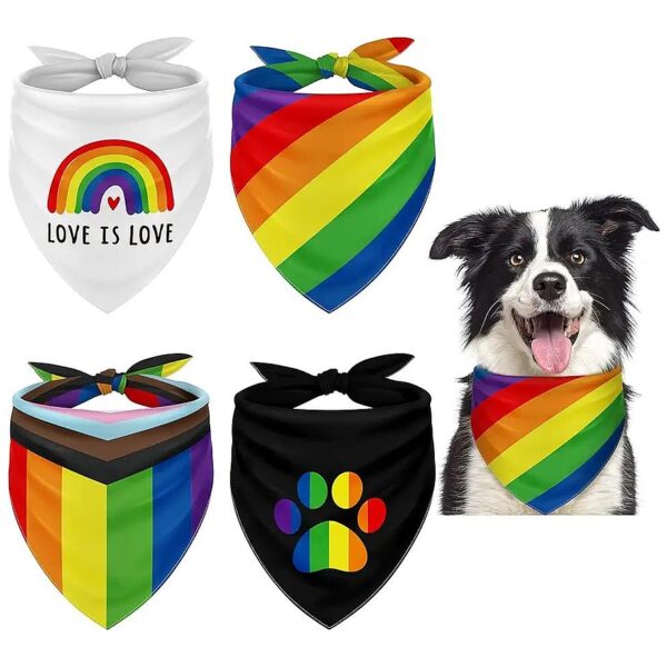 All Breed Dog Rainbow Pride Bandanas Polyester Adjustable Pet Neck Overlay Accessories