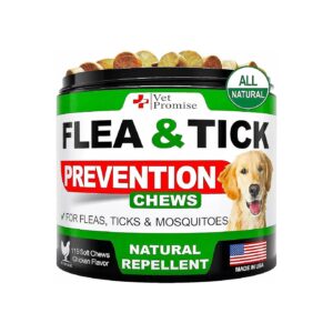 All-Natural Dog Flea and Tick Treatment - Preventative Chewables for Breeds and Ages