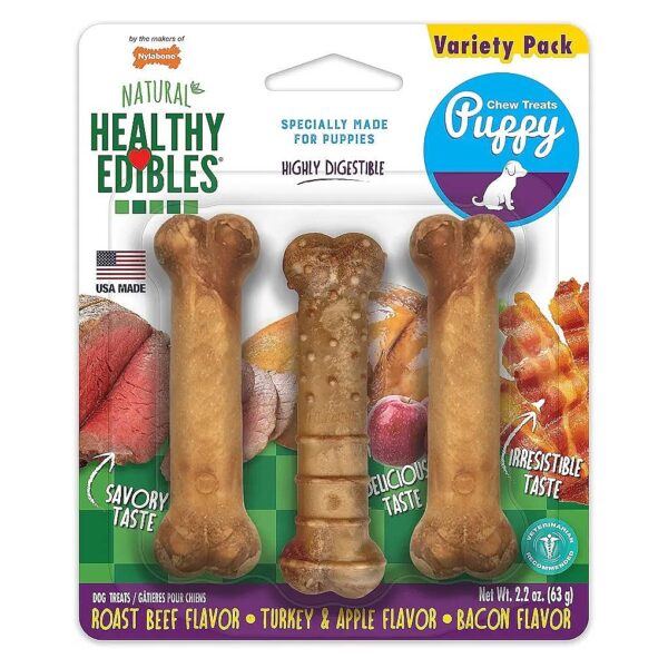 All-Natural Puppy Chews for X-Small Pups with Roast Beef, Apple, and Bacon Flavor