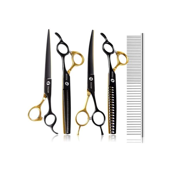 All-Purpose Dog Grooming Scissors Kit for Small Dogs Black and Gold Two-Color 4-Piece Set