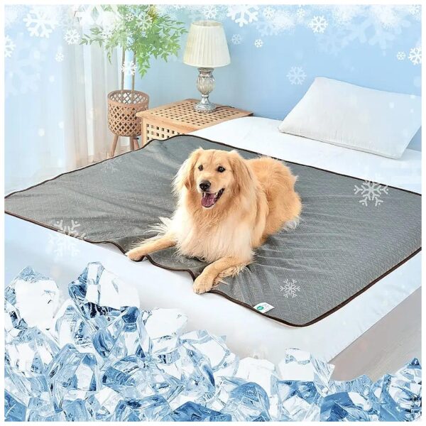 All-Season Cooling Dog Blanket with Waterproof Layer, Machine Washable, 50x60, Grey