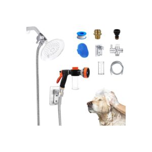 All-Weather Dog Shower Attachment with 3-Way Shower Diverter and 6-Foot Long Hose