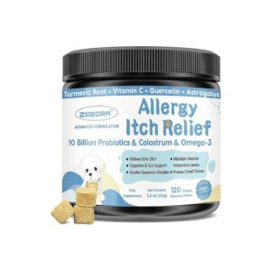 Allergy Relief for Dogs - Probiotics Omega 3 and Colostrum Treats for Itchy Skin and Ears