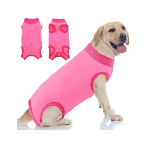 Alternative to E-Cone Suit for Female Dog Surgery Recovery Hot Pink Color Options