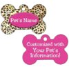 Aluminum Pink Leopard Print Double Sided Dog Tags with 4 Lines of Text