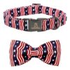 American Flag Cotton Dog Collar Adjustable Patriotic Bowtie for Large Dogs