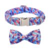 American Flag Dog Accessories, Adjustable Cotton Patriotic Collar with Metal Buckle