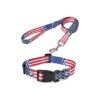 American Flag Dog Collar Leash Set with Patriotic Pattern for Small Medium Large Dogs