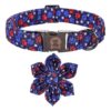 American Flag Flower Dog Collar with Adjustable Buckle for Small to Large Breed Dogs