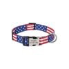 American Flag Nylon Dog Collar with Engraved Nameplate for Medium Dogs