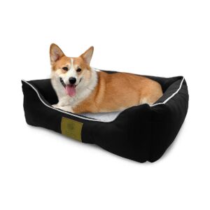 American Kennel Club Durable Plush Pet Bed with Foam Backing, 26x18x8, Black