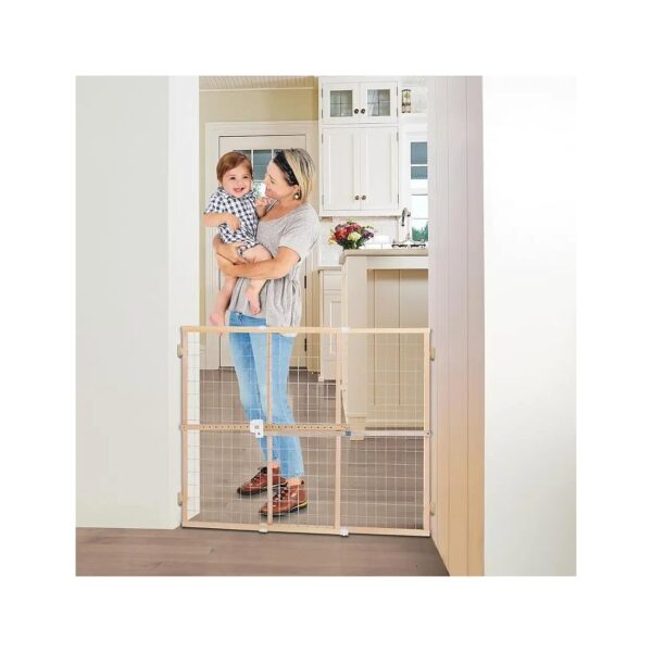 American-Made Sustainable Hardwood and Wire Mesh Baby Gate for Safety