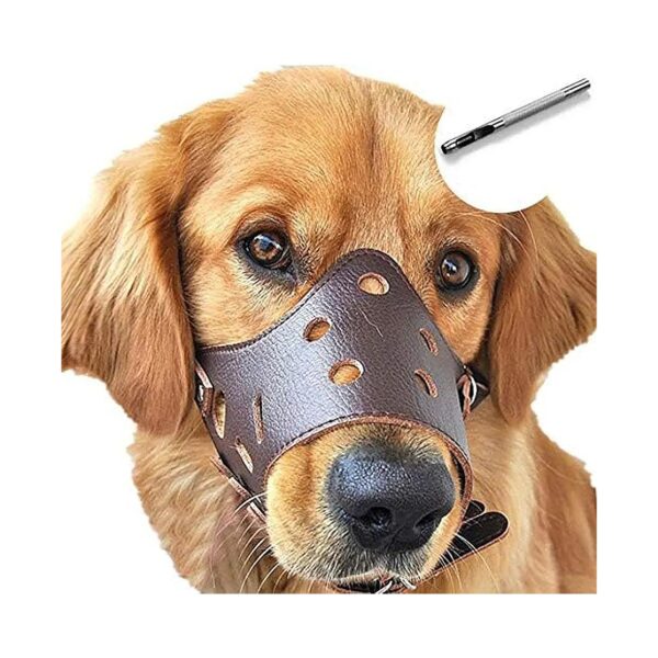 Anti-Barking Leather Dog Muzzle for Small to Large Breeds