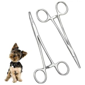 Anti-Corrosion Stainless Steel Hemostat Locking Forceps for Cats and Dogs Ear Hair