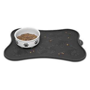 Anti-Overflow Black Silicone Placemat for Pet Feeding and Watering Needs