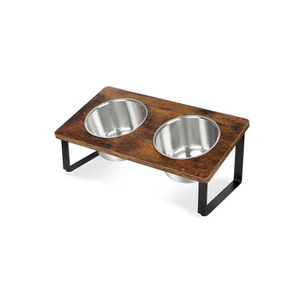 Anti-Skid Dog Bowl Stand for Small to Medium Size Dogs with 2 Stainless Steel Bowls