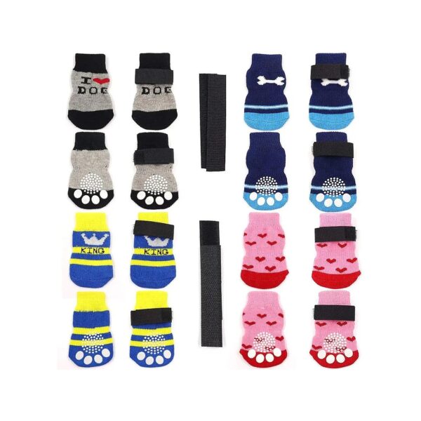 Anti-Slip Dog Socks and Cat Socks for Hardwood Floors Medium Size Paw Protector