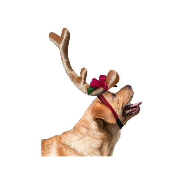 Antler Headband Dog Costume with Mistletoe for Large Breed Dogs at Christmas