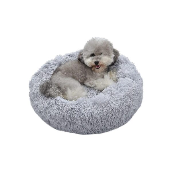 Anxiety Dog Bed with Soft Plush Filling Non-Slip Waterproof Comfortable 6 Grey