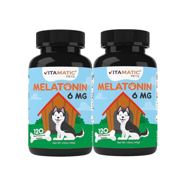 Anxiety Relief Dogs Melatonin 6mg Chewable Tablets Beef Flavor USA Made