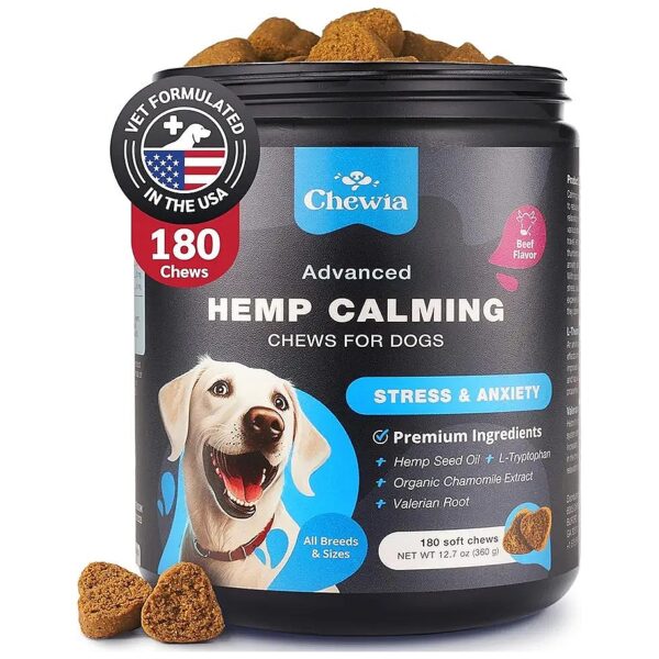 Anxiety Relief for Dogs with L-Theanine, Chamomile Extract, and Valerian Root Treats