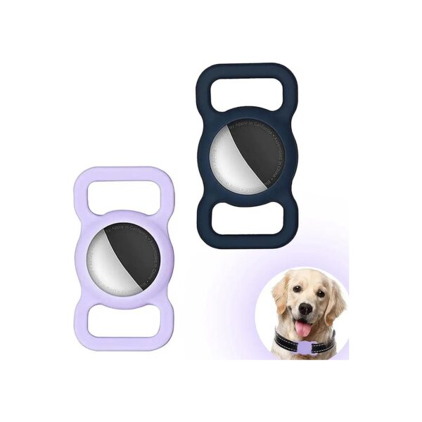 Apple Air Tag Tracker Case with Soft Silicone Loop Holder for Pet Collars and School Bags