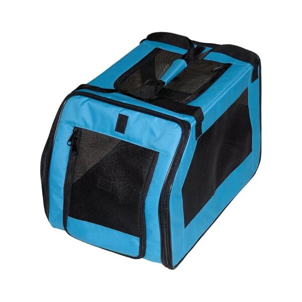 Aqua Color Pet Seat Carrier with Rear Storage Pouches and Seat Belt Strap for Easy Travel