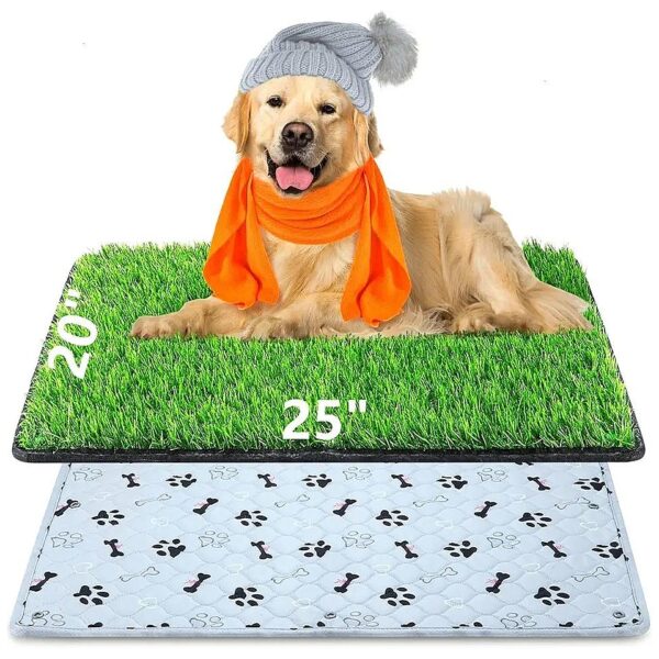 Artificial Turf Grass Mat and Pee Pad Combo for Small Dog Litter Box Potty Training