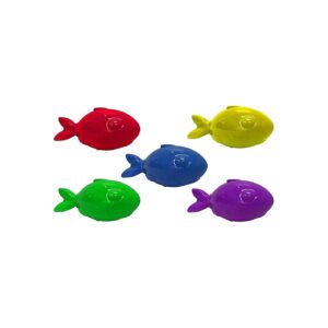 Assorted Color Latex Fish Dog Toy Floats Squeaks 7 Pack